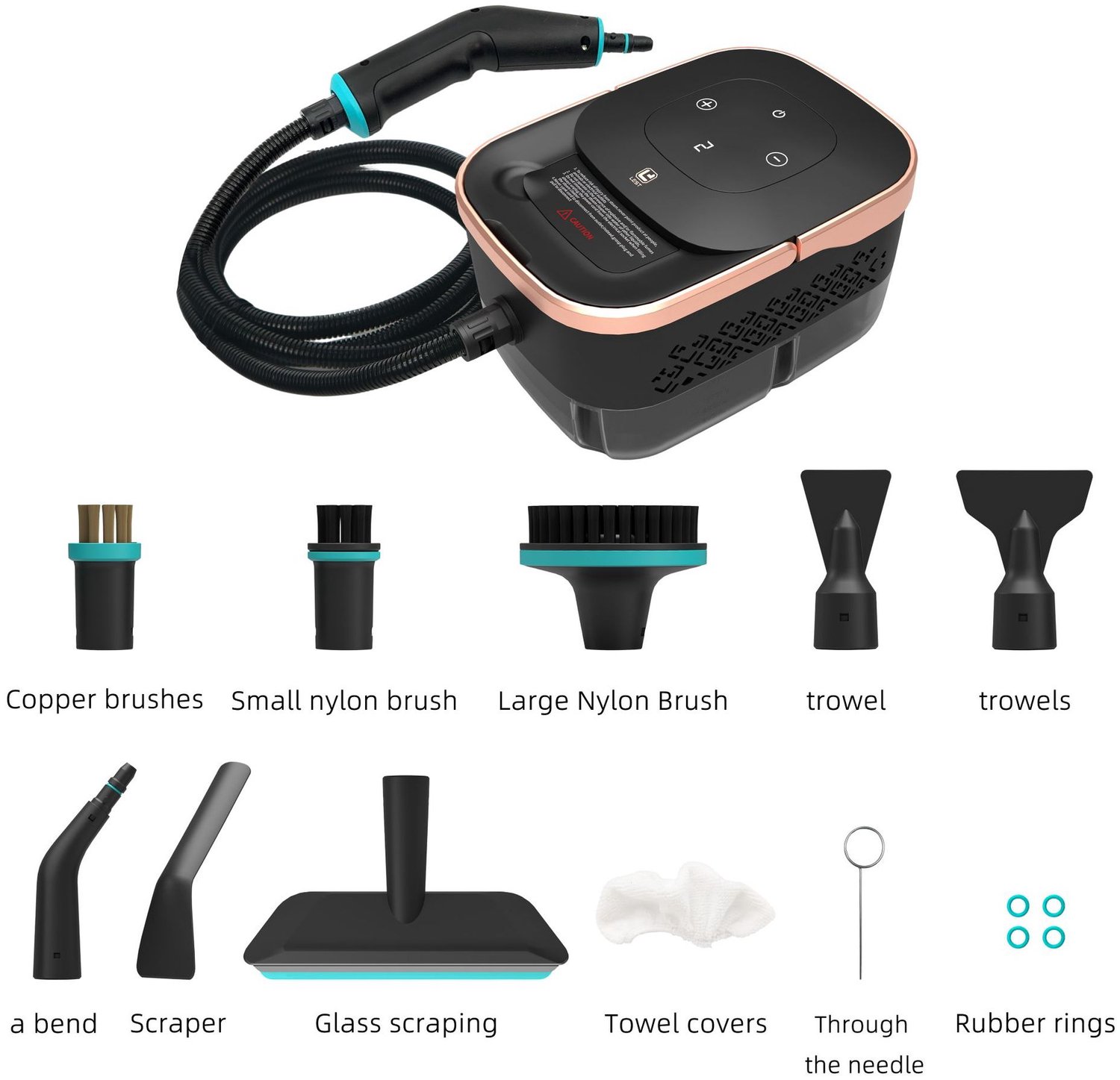 YAGXIG Handstoomreiniger – Draagbare stoomreiniger – Hogedrukstoomreiniger – Snelle opwarming in 15 seconden & 6 instelbare standen – 1500 W – Voor het reinigen van voegen, vet, tegels, banken, auto-interieurs, ramen en vloeren – Zwart