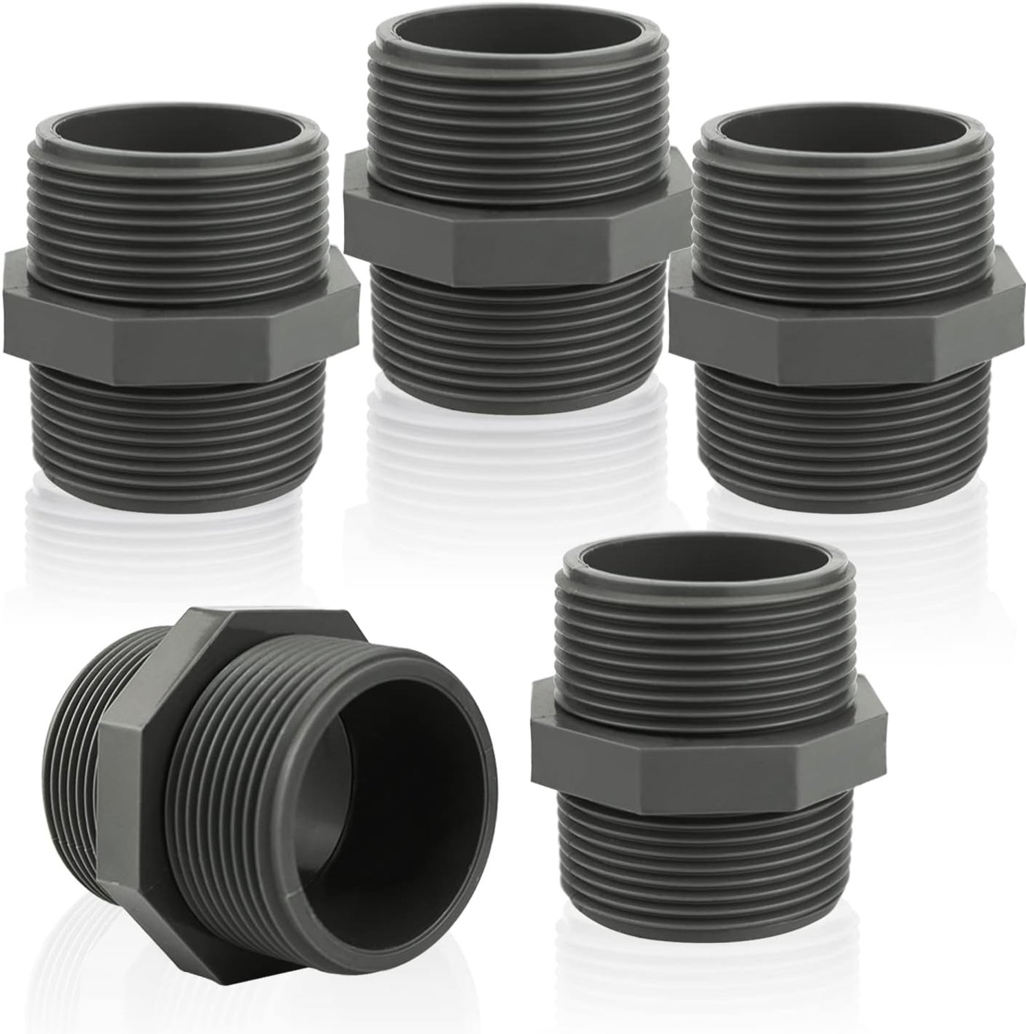 Double Nipple 1 1/2 Inch PVC Threaded Fitting AG Check Valve Male Thread Fitting Connector Corrosion Resistant Nipple - ShopVlot