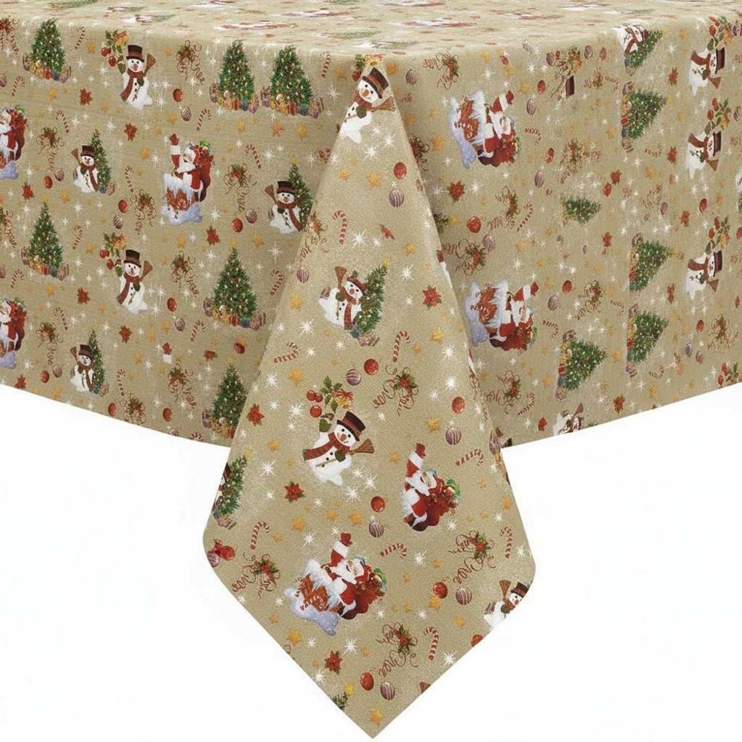 Protecttable - Kerst Tafelzeil Kerstman Goud 140x280cm - Tafelkleed Afwasbaar - Kunststof
