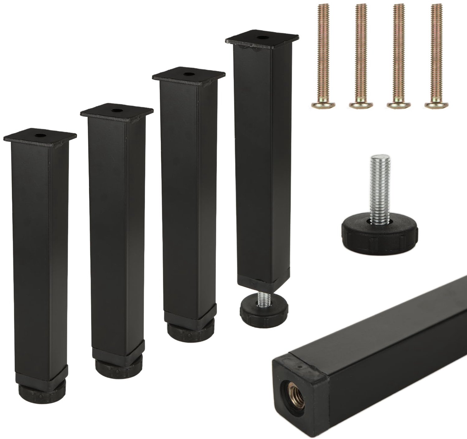 Bedpoten - Set van 4 stuks - Voor lattenbodem - Schroefbaar metaal - 20 cm hoogte