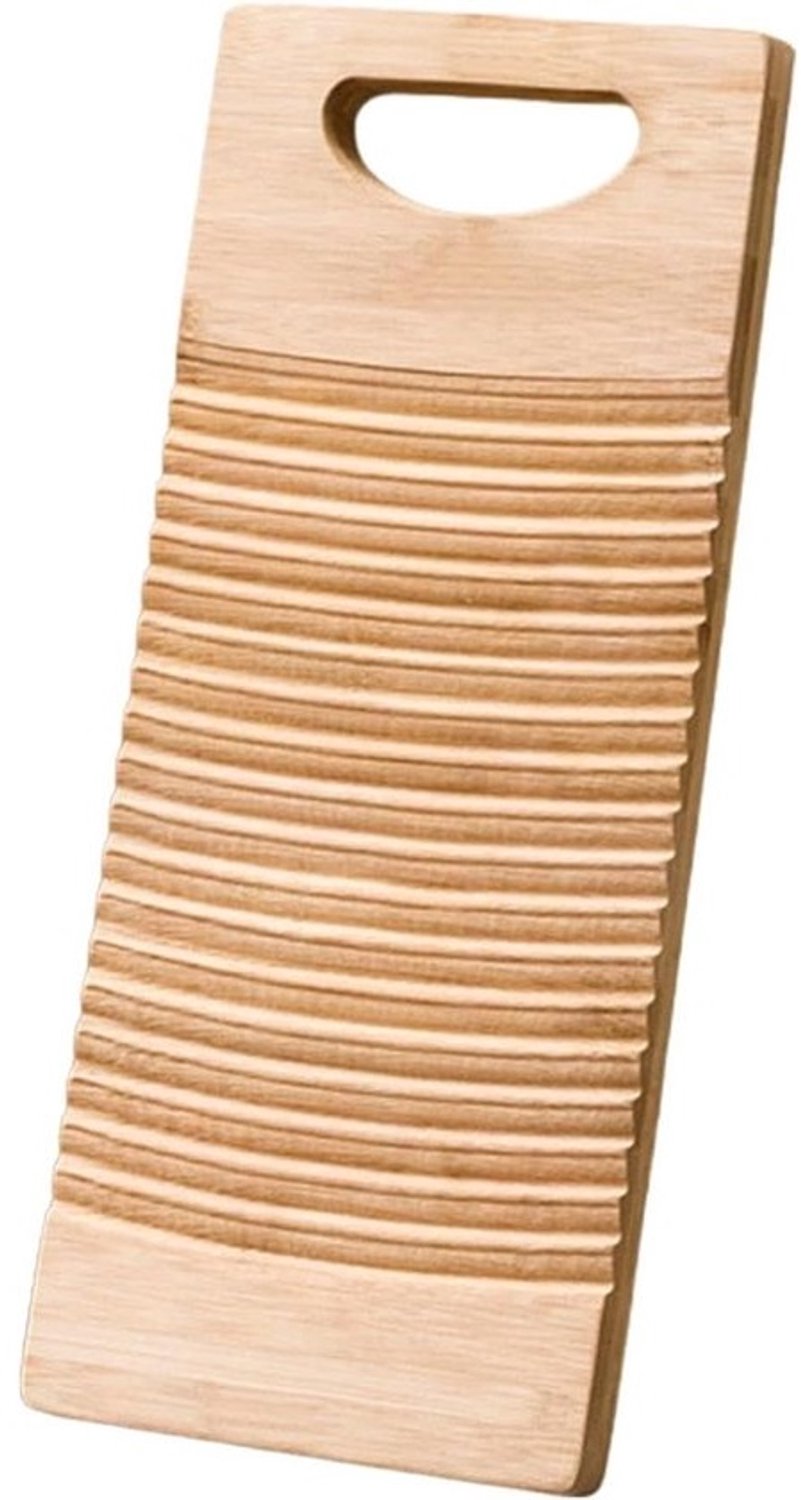 Houten Wasbord - Handwasplaat - Kleding Wassen - Golvend Patroon - 40 x 15 cm - Natuurlijk