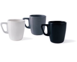 Excelsa Italiaans Design Set van 6 Eclipse beker – wit, zwart en grijs met matte afwerking