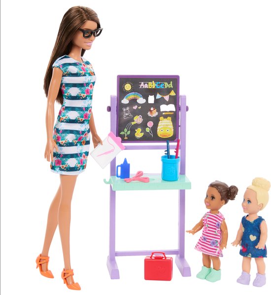 Barbie Dol op School - Speelset met 1 modepop en 2 kleine poppen — cadeau in Spellen & Speelgoed - foto 4