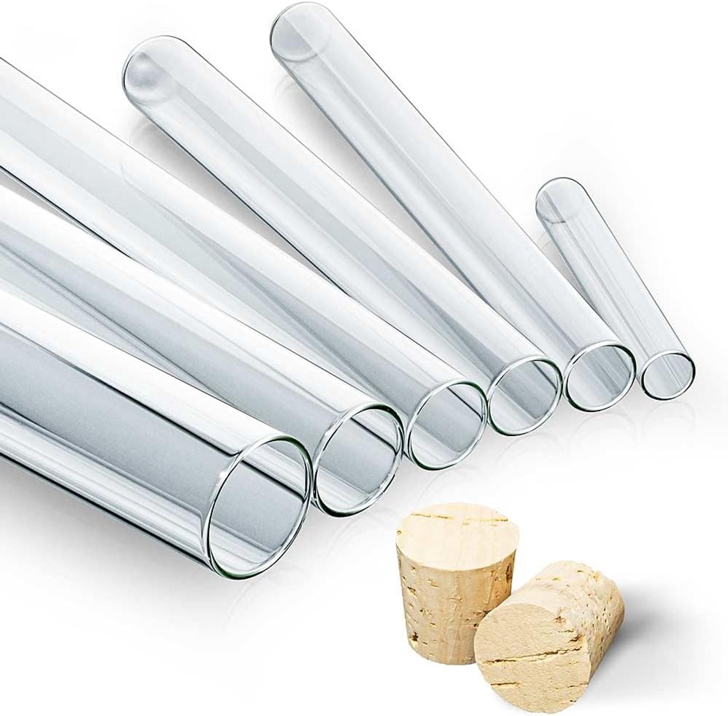 Glasbuizen 160 x Ø 16 mm - met kurken afsluiting - set van 25 - ideaal voor decoratie - Luxento
