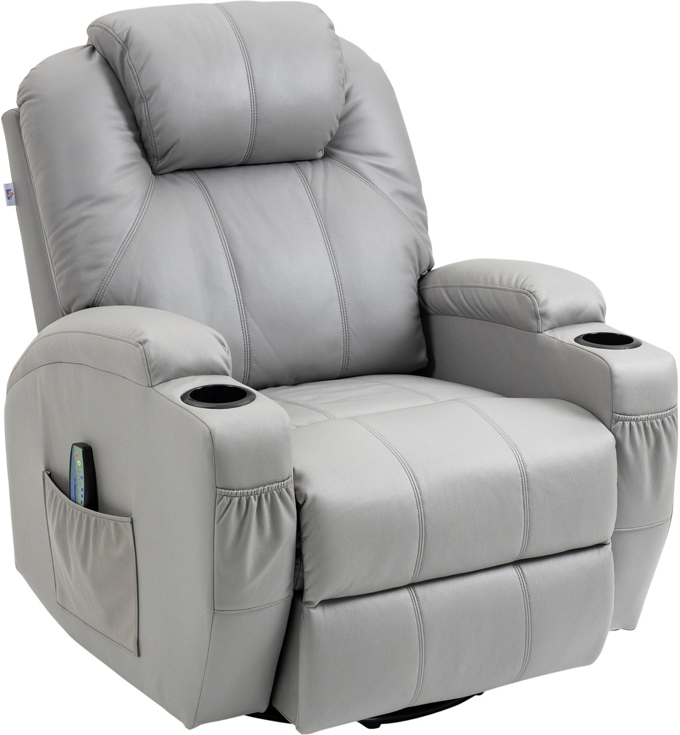 Homona Massagefauteuil - Met 8 vibratiepunten en voetensteun - 360° draaibaar - 135° verstelbaar - 89 x 99 x 106 cm - Grijs Lichtgrijs