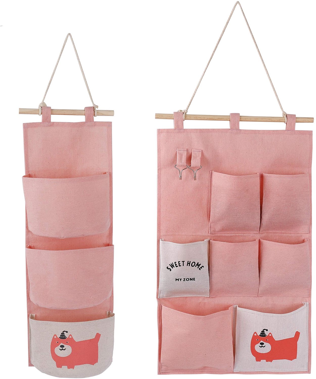 Hangende Organizer - 2 Vakken - Wandopbergsysteem voor Kinderkamer Badkamer en Slaapkamer - Roze
