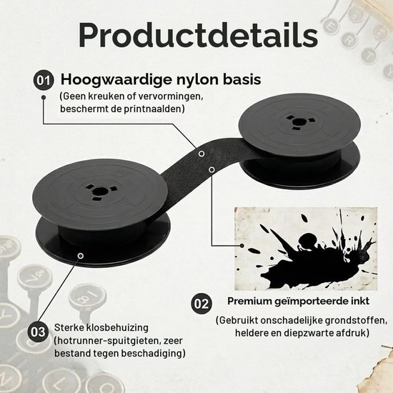 Nylon Typewriter Straps voor Universele Vervangingen, 8 m Spoel, Geschikt voor Olivetti GR4 en Kantoorbenodigdheden — afbeelding 3