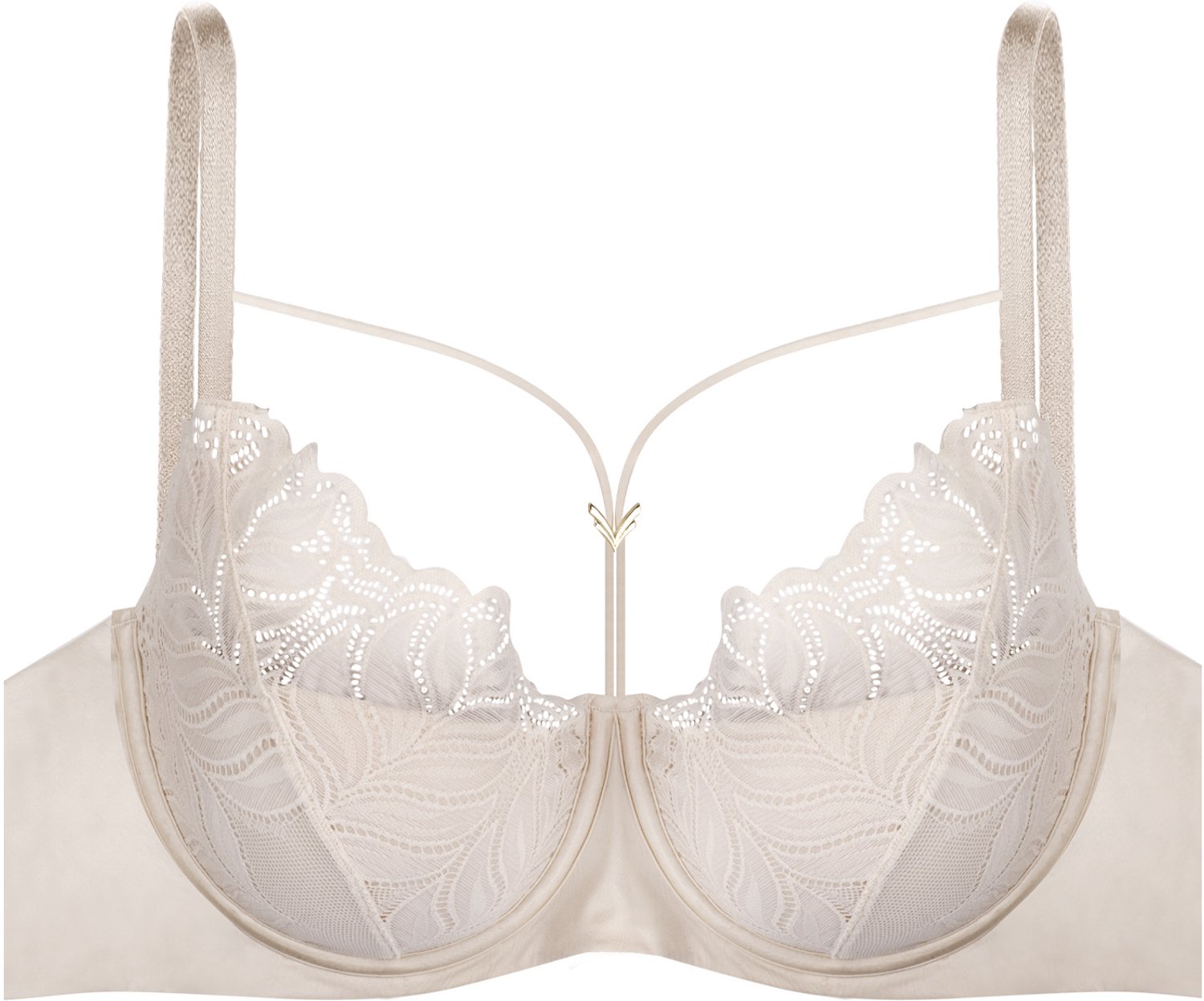 ESOTIQ Korin - Voorgevormde beha - 95C - Kant met bladmotief Beige