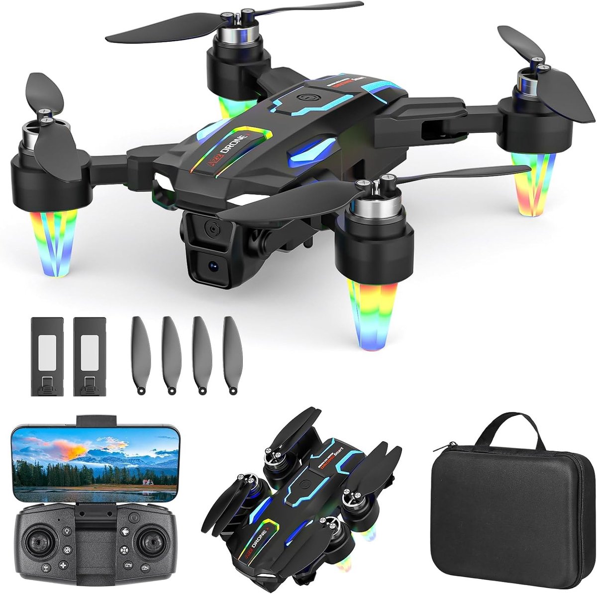Drone met camera - Opvouwbaar - Compact Formaat - Met FPV Wifi Camera en Hindernisvermijding - Voor Beginners