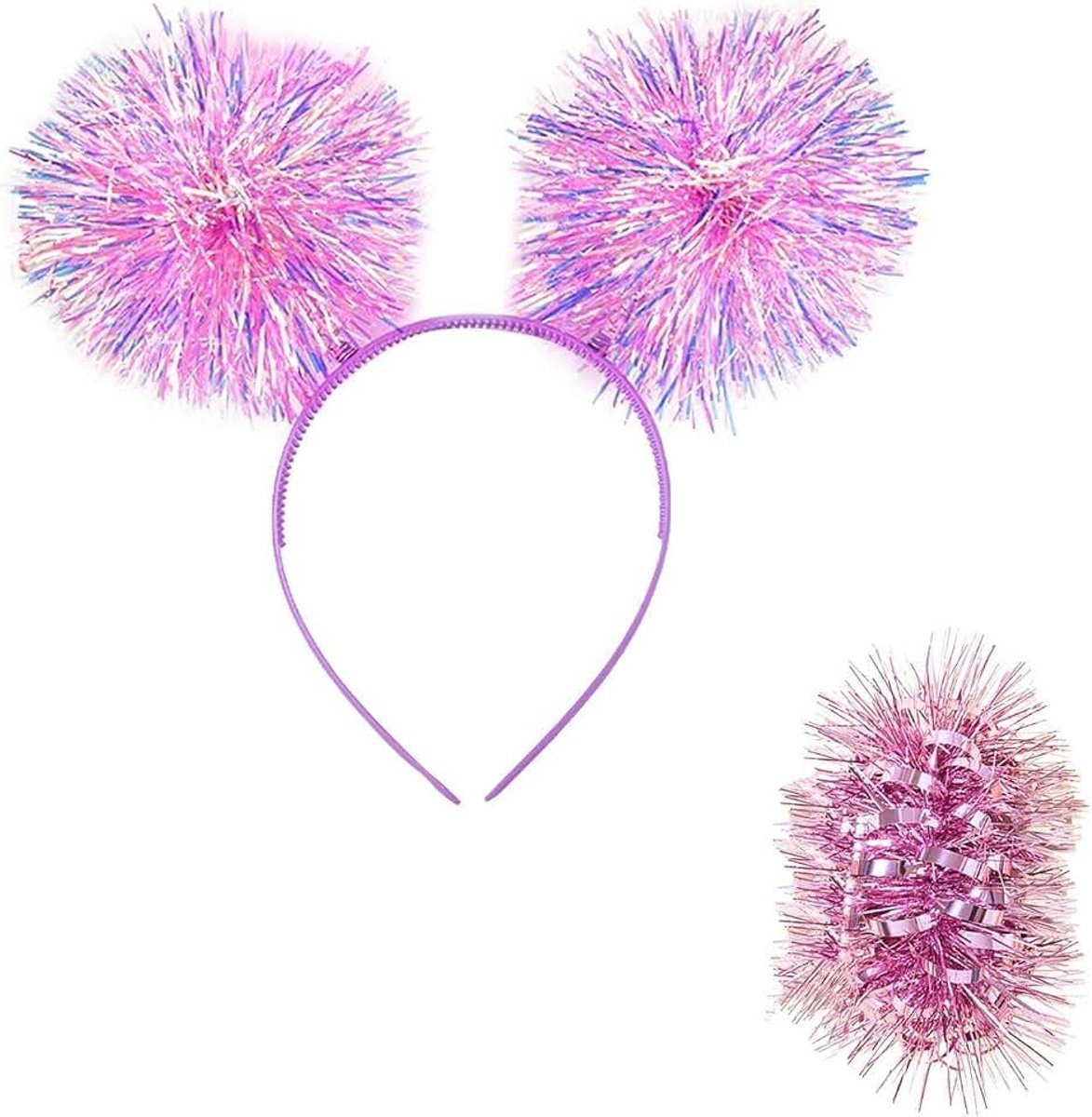 1 x zijden bal-haarband, 1 stuk zijden bal-armband, pluizige haaraccessoires met ballen, rekwisieten voor theateruitvoeringen
