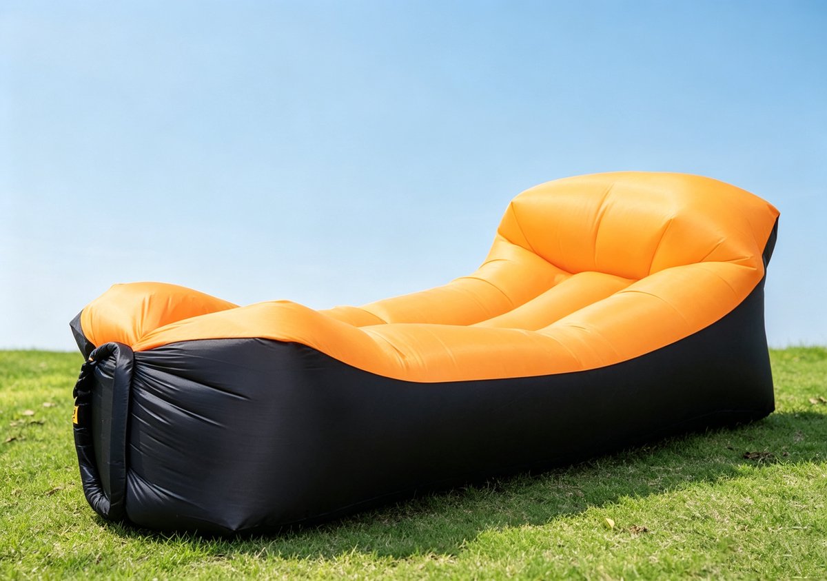 oranje outdoor camping relaxbank zachte ligbank opblaasbare bank