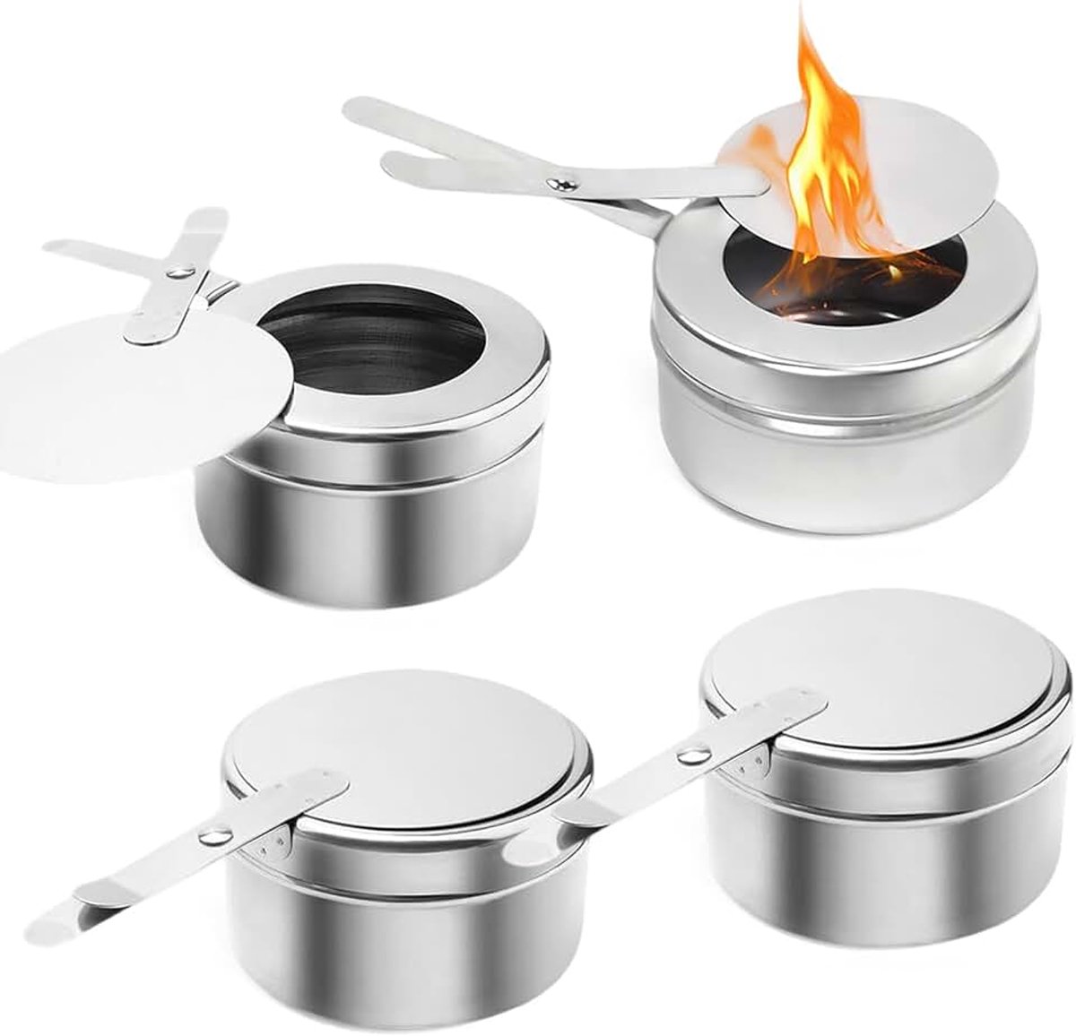 Staal met deksel, fondue-brander, brandpasta voor warmhoudcontainer, fondue-brander en spiritusbrander voor buffet, hot pot, camping, buffet accessoires