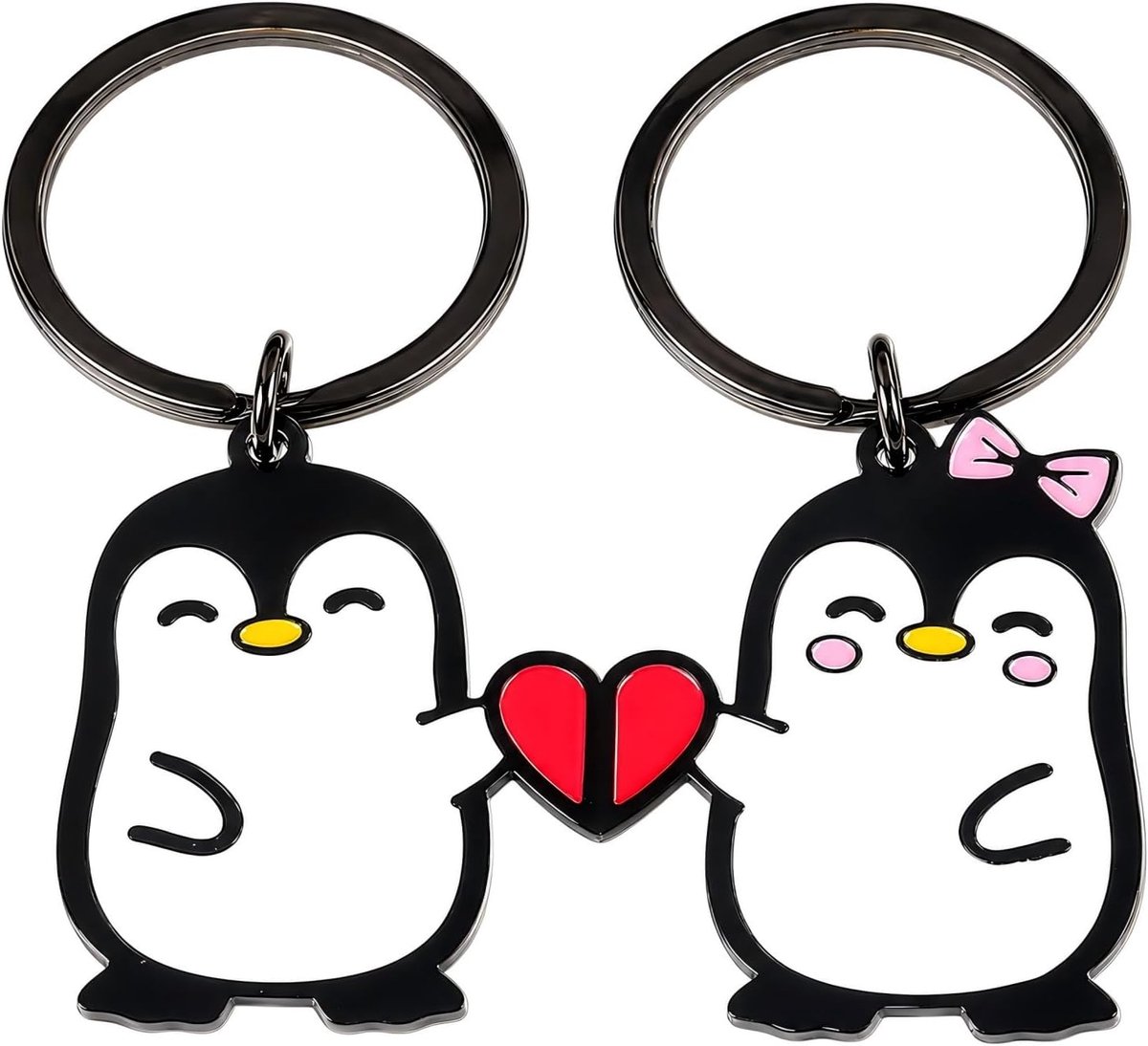 2 stuks sleutelhangers pinguïn - sleutelhanger paar - romantisch cadeau voor Valentijnsdag - perfect voor Valentijnsdag, verjaardag, jubileum