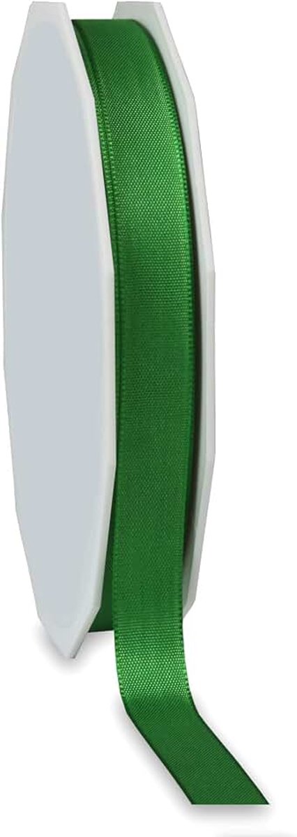 50 m x 15 mm stoffen lint mat zonder draad groen 607 decoratielint met geweven rand cadeaulint stoffen lint tafeldecoratie bruiloft Pasen lint Visco taftlint taft kaartontwerp knutselen