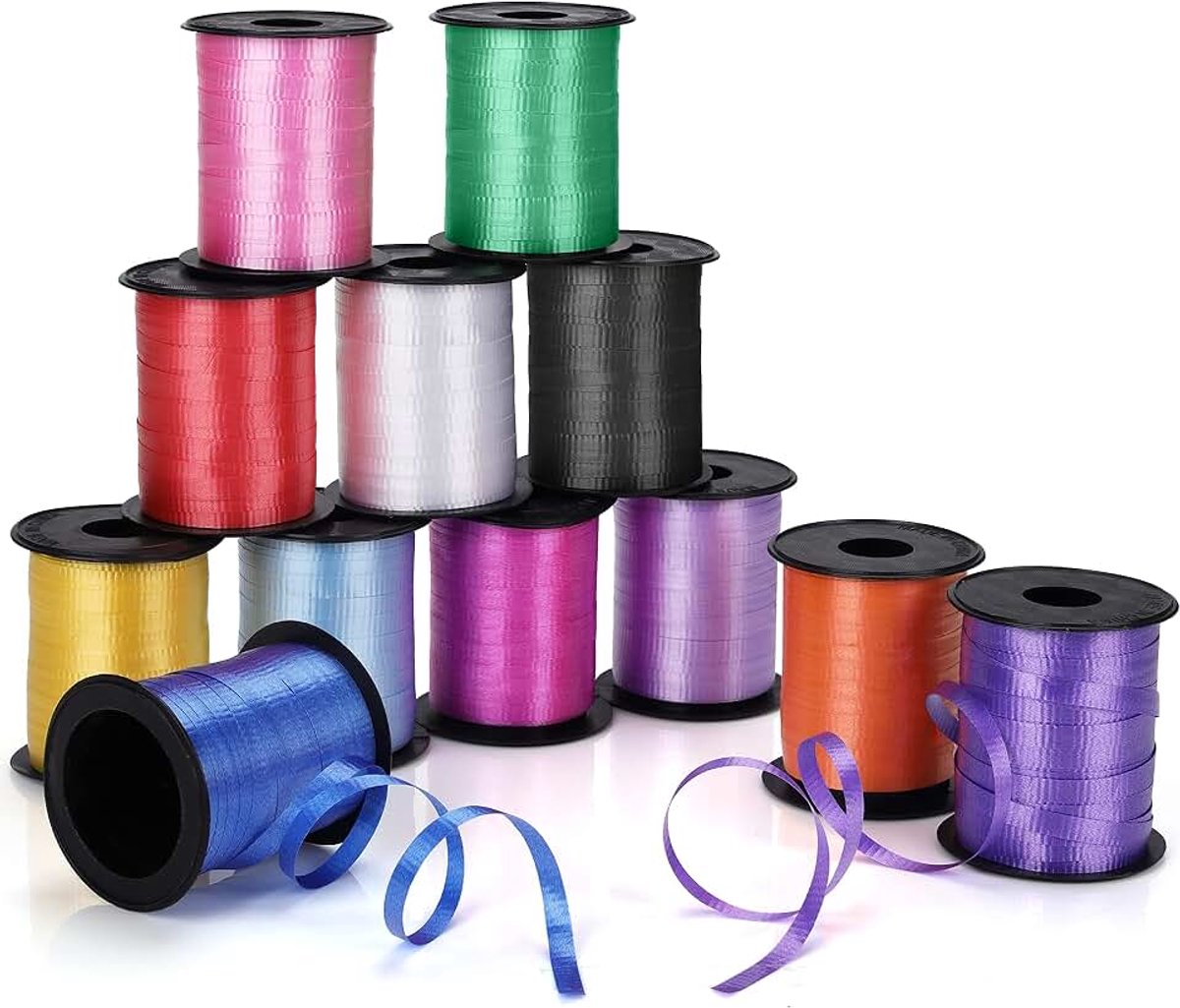 Lint Rollen (12 Pak) – 18 m, 5 mm Breed – Gekrimpt Lint Voor Ballons, Koord Geschenkverpakking, Bloemisten, Huwelijk, Feest Decoratie, Festivals, Kunst/Hobby en Kerstmis