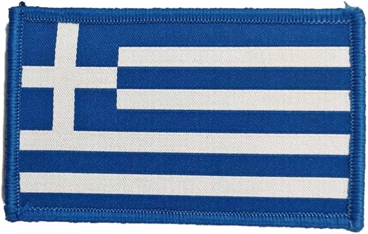 Griekenland-Vlag Met Officiële Kleuren, Geborduurd Wapen, Motorpatch, Militaire Patch