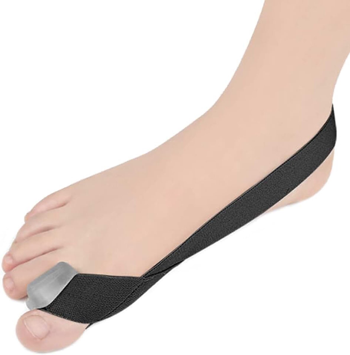 Corrector,Enkele Elastische Hallux Valgus Corrector Riem,Siliconen Teenseparators Mouw voor Bunion Overlappende Tenen,Zwart (L)