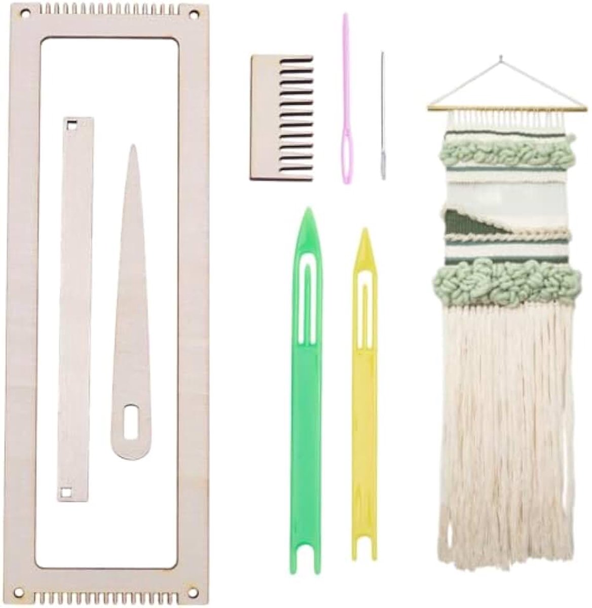 9 stuks houten weefstoelkit, rechthoekig, kleine weefgetouwen, kit, hout, geweven, vlechtschijf, macramé, plank, Kumihimo kralen koord