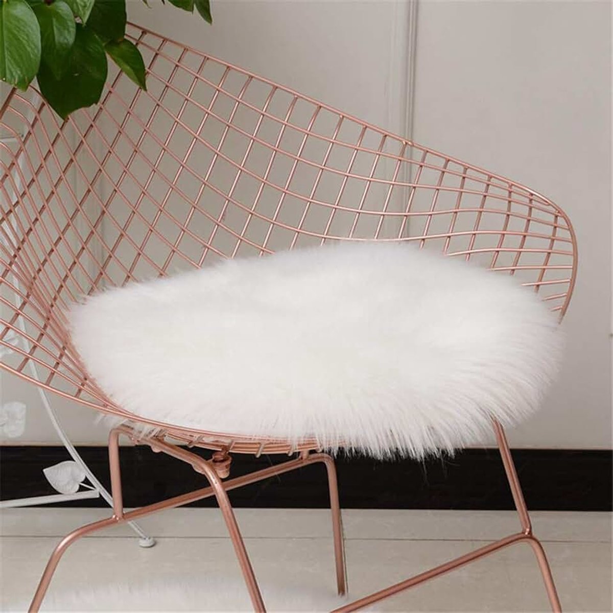 Faux lamsvacht schapenvacht zitkussen bontlook imitatie wol tapijt stoel bank mat (wit, 40 cm)