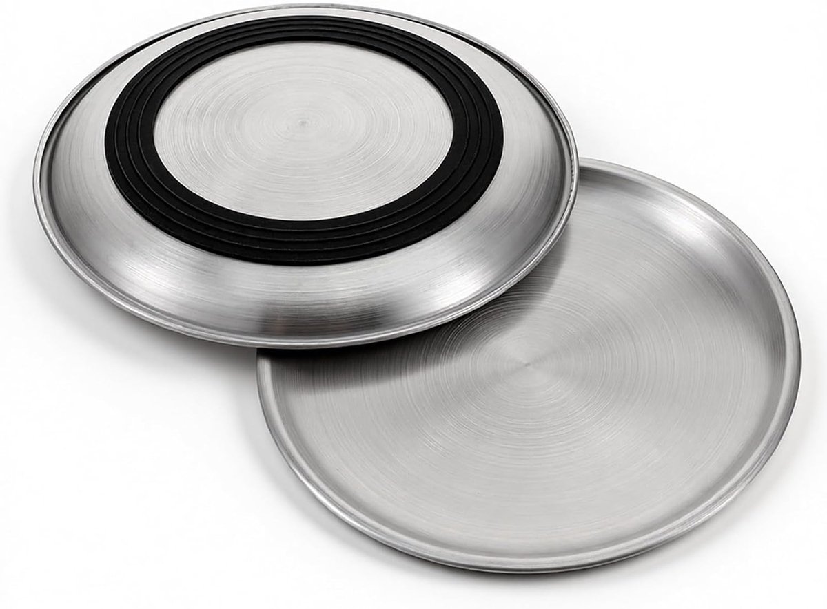 stalen kattenkommen, platte metalen ondiepe brede snorhaarvriendelijke kattenvoerwatervoerbak met antislip siliconenring, voerbakje voor binnenkatten en kleine honden, vaatwasserbestendig