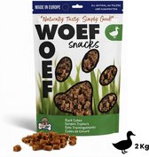Woef Woef Hondensnacks Eenden Trainers 2.00 KG - Trainingssnacks Hondensnoepjes - Gedroogd vlees - Eend - Vanaf 2 maanden - Geen toevoegingen