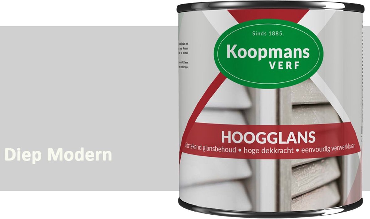 Koopmans Hoogglans Lakverf Binnen & Buiten – Voor Hout en Metaal – Krasvast – Hoge Dekkracht – Kozijnen, Deuren & Meubels – Diep Modern – 750 ml