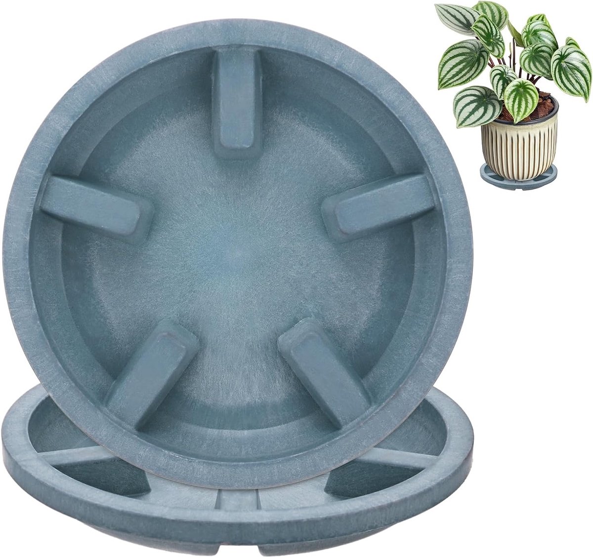 Schotels, 5 inch OD anti-rot wortel hars bloempot plantenschotels voor binnen/buiten, bloempot druppelbak [9,7 cm ID, blauw]