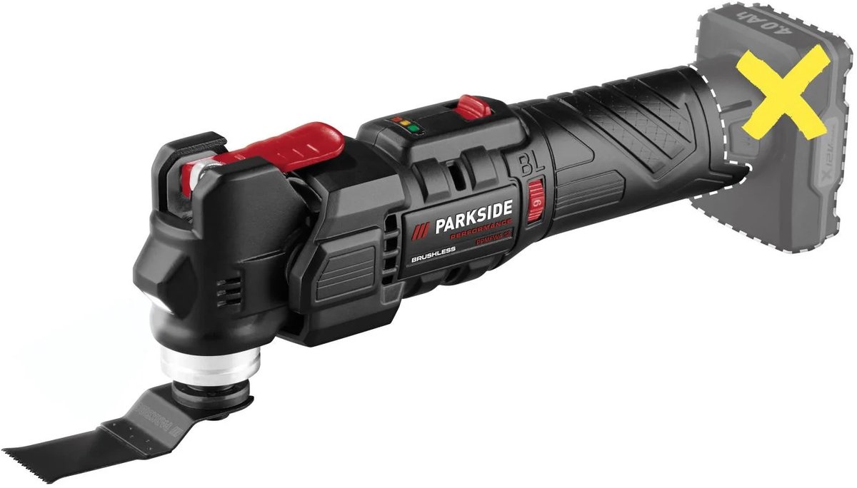 PARKSIDE PERFORMANCE Accu Multitool 12 V - zonder accu en lader - Uit de serie PARKSIDE PERFORMANCE - Toerental: 10.000–20.000 tpm - Oscillatiehoek: 3,6°