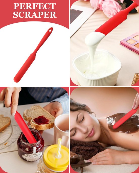 Spatels, keukenspatel, taartspatel, voor bakken en mengen, hittebestendig, anti-aanbakpan, lengte 22,5 cm (rood) — afbeelding 4
