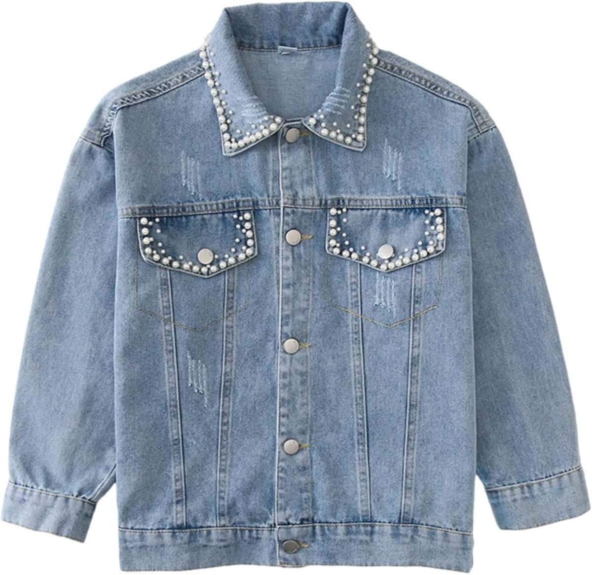 Jeansjack voor meisjes, basic jeansjack met knoopsluiting