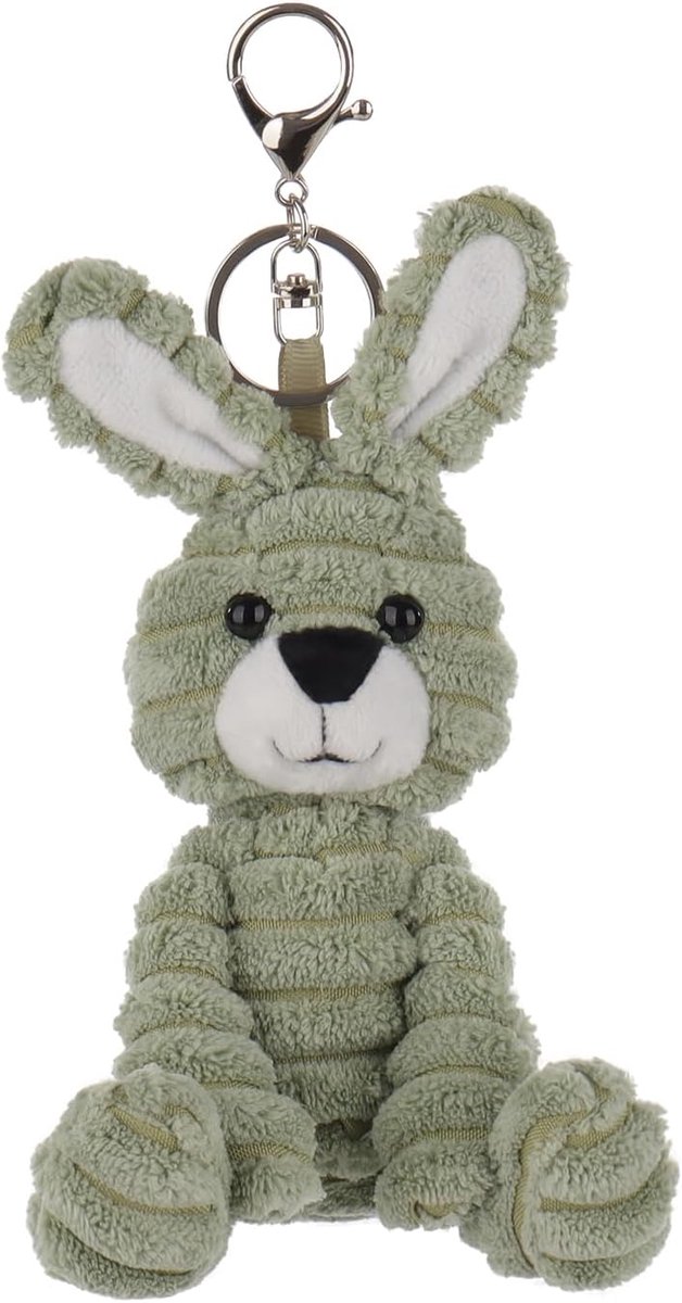 Lamb Cord Bunny Leuke sleutelhanger, zacht gevulde pluche sleutelhanger, speelgoed voor kinderrugzak, portemonnee, 13 cm