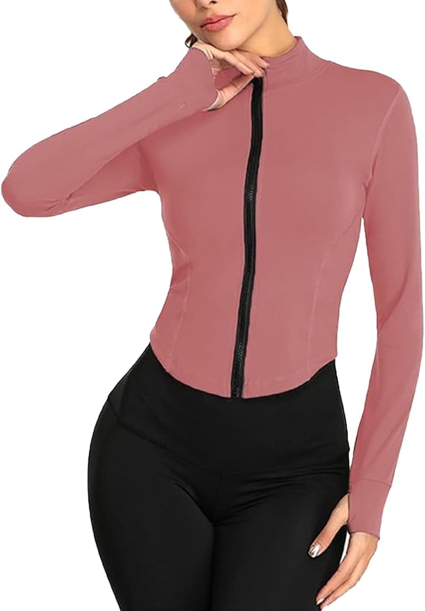 Lichtgewicht Hardloopjack slim fit trainingsjack sportshirt met volledige ritssluiting en zakken geschikt voor Fitness Yoga en Hardlopen
