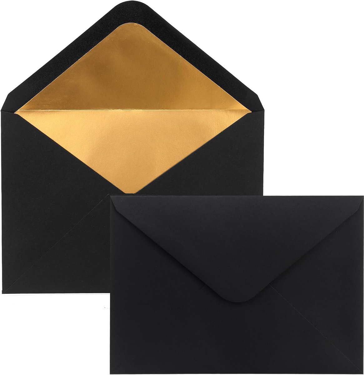 C6 met gouden binnenvoering - 162 x 114 mm - zwart - gevoerd met goudfoliepapier - natte plakrand - 50 stuks