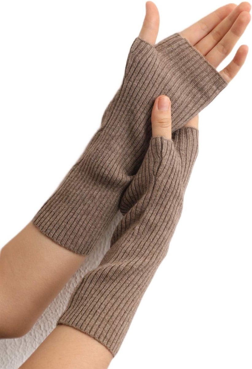 Kasjmier polswarmers armwarmers vingerloze ribgebreide handschoenen