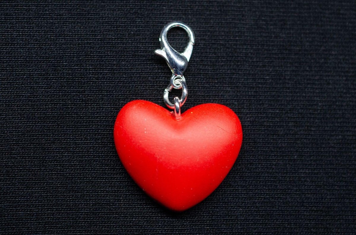 Hartvormige bedel handgemaakt liefde rood Valentijnsdag - handgemaakte modesieraden I kettinghanger verzilverd - bedelhanger bedelarmband - hanger voor armband, 20 mm, Metaal
