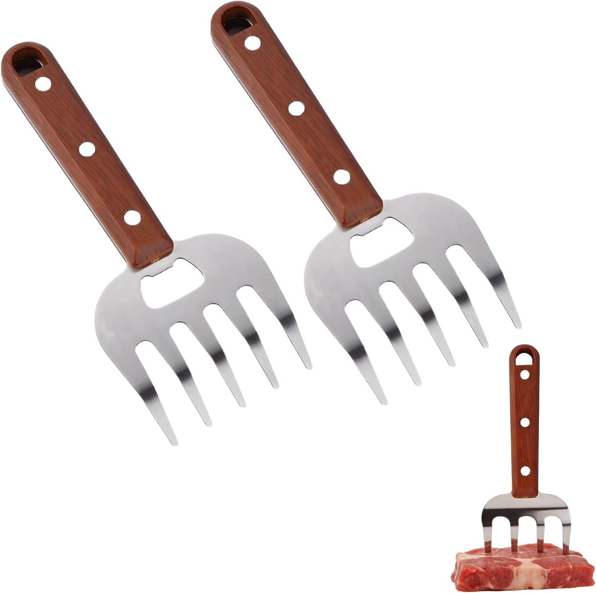 Vleesmolen van roestvrij staal, hittebestendig, met houten handvat, uitgerust met flesopener, geschikt voor varkensvlees, kip en rundvlees
