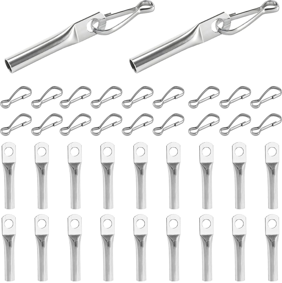 20 stuks touwsluitingen met simplex-haken, verzinkt voor 8 mm touw, zeilbevestiging, haakklem voor aanhangerzeilen, afdekzeilen, touweindklemmen voor expandertouw, zeiltouw, rubberen touw