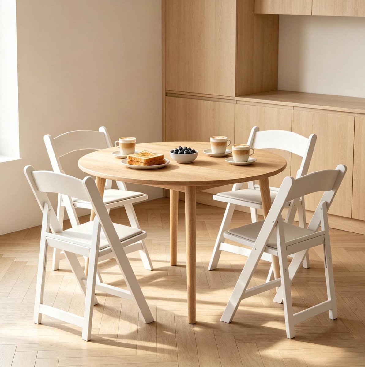 MODENUIT Klapstoel 44 x 45 x 78 cm - Set Van 4 - Inklapbaar Voor Binnen En Buiten - Kunststof En PU Wit