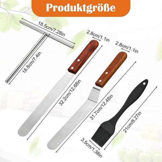 Verdeler set 4-delig – roestvrij staal & hout, spatel & siliconen kwast — afbeelding 3