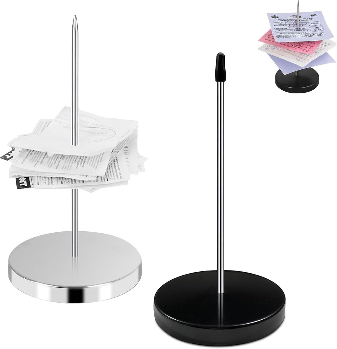 2 stuks afneembare punt voor bestellingen met ronde sokkel voor restaurant, bar, keuken, kantoor, winkel, als punt voor kwitanties/bestellingen, notitihouder voor bonnetjes