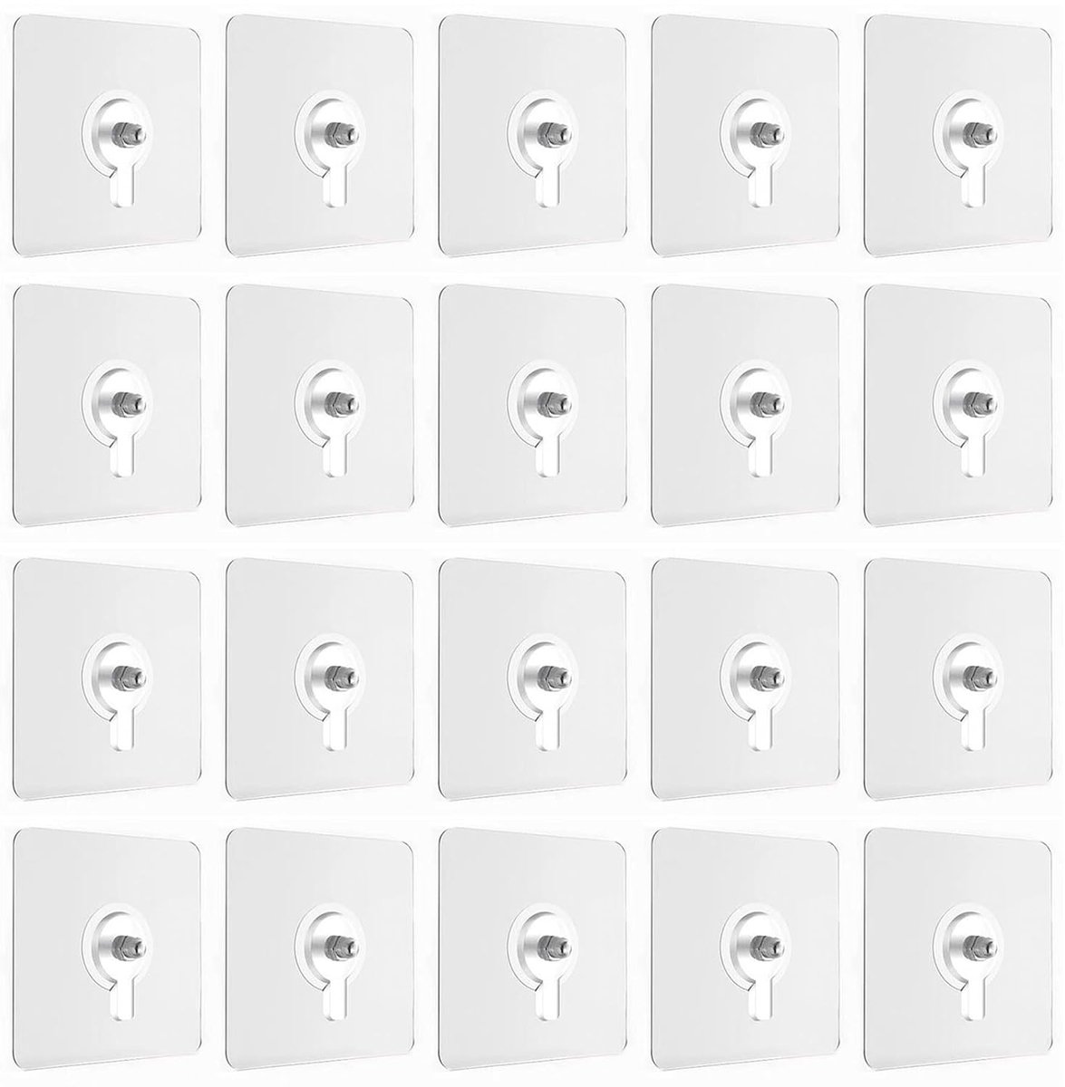 20 stuks zelfklevende schroefhaken, 7 x 7 cm groot, zonder boren, extra sterk, voor foto's, posters, decoratie op tegels, glas, keuken, badkamer, woonkamer