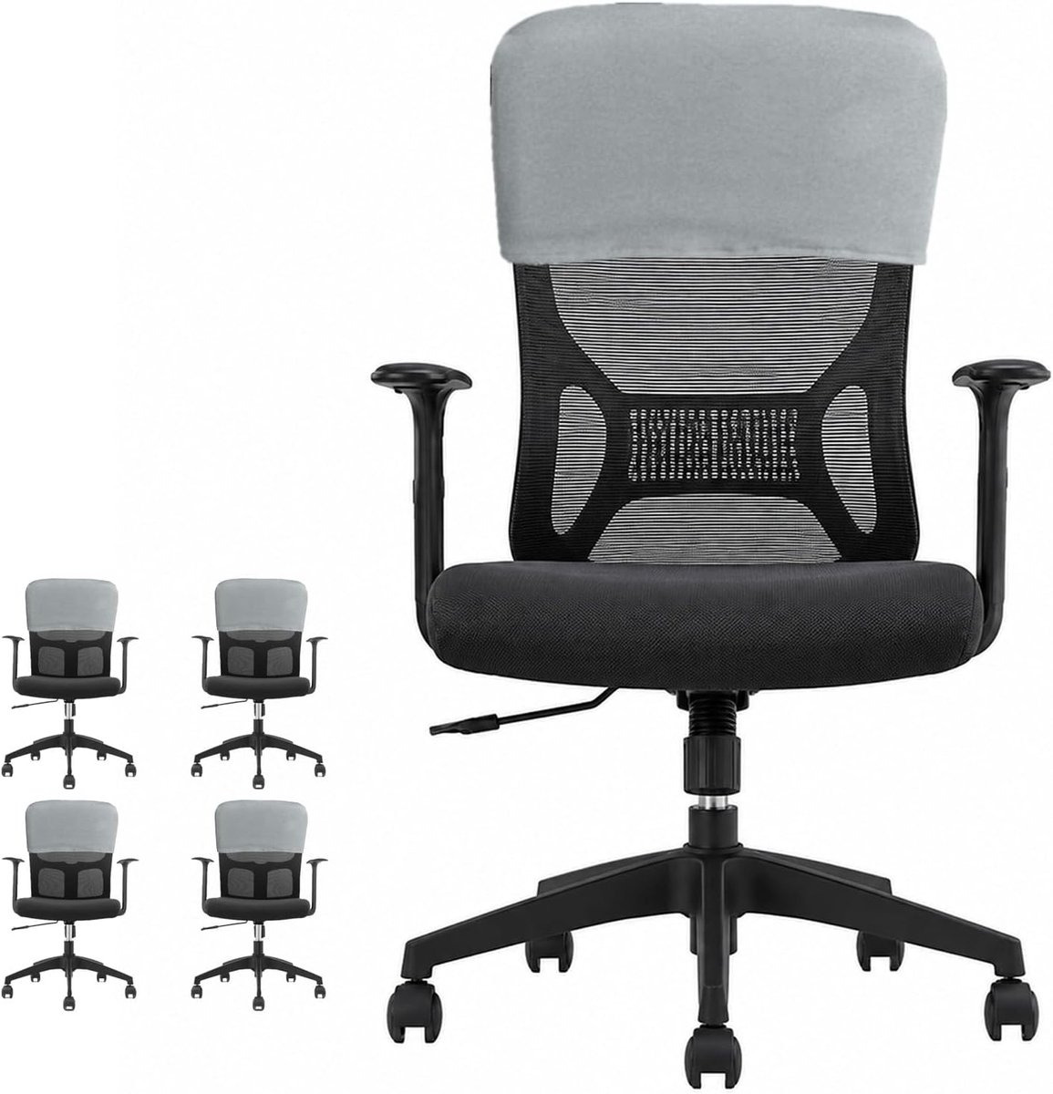 4 stuks hoofdkussenhoezen, stretch, afneembare stoelrugleuning, rughoes, stofdichte hoes, stoel, herbruikbaar, wasbaar, rugbescherming voor eetkamer, kantoor (grijs, 35 x 48 cm)