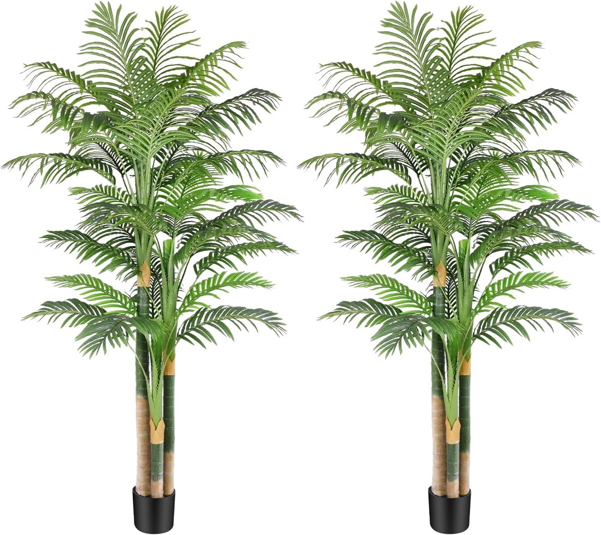 2,1 m lange drievoudige gouden stok palm kunstmatige boom grote tropische palmboom UV-bestendige nepplant in pot voor binnen buiten groot huis woonkamer buiten terras kantoor woondecoratie 2