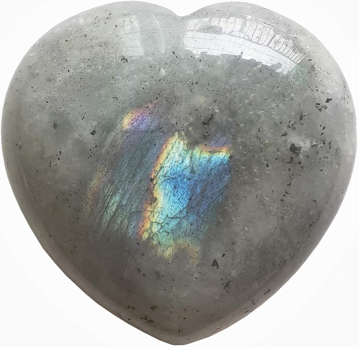 Maansteen Palm Worry Carved Heart Love Stone, 40 mm kristallen en helende stenen