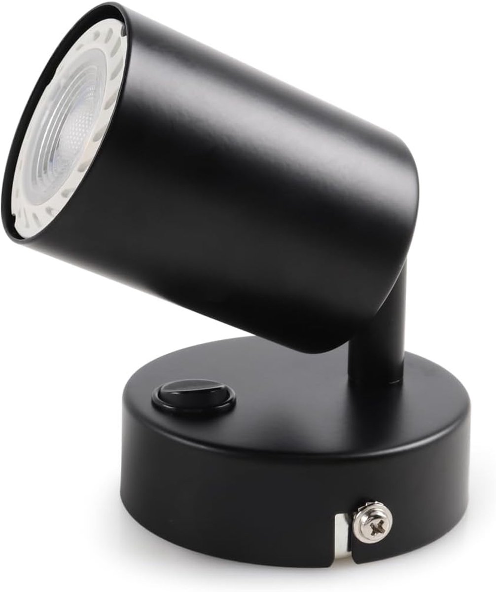 Light Wandspot met schakelaar, wandlamp 1-lamps, draai- en zwenkbare spotlamp met GU10 fitting (zonder lichtbron) Retro/Vintage 230V Zwart voor woonkamer slaapkamer