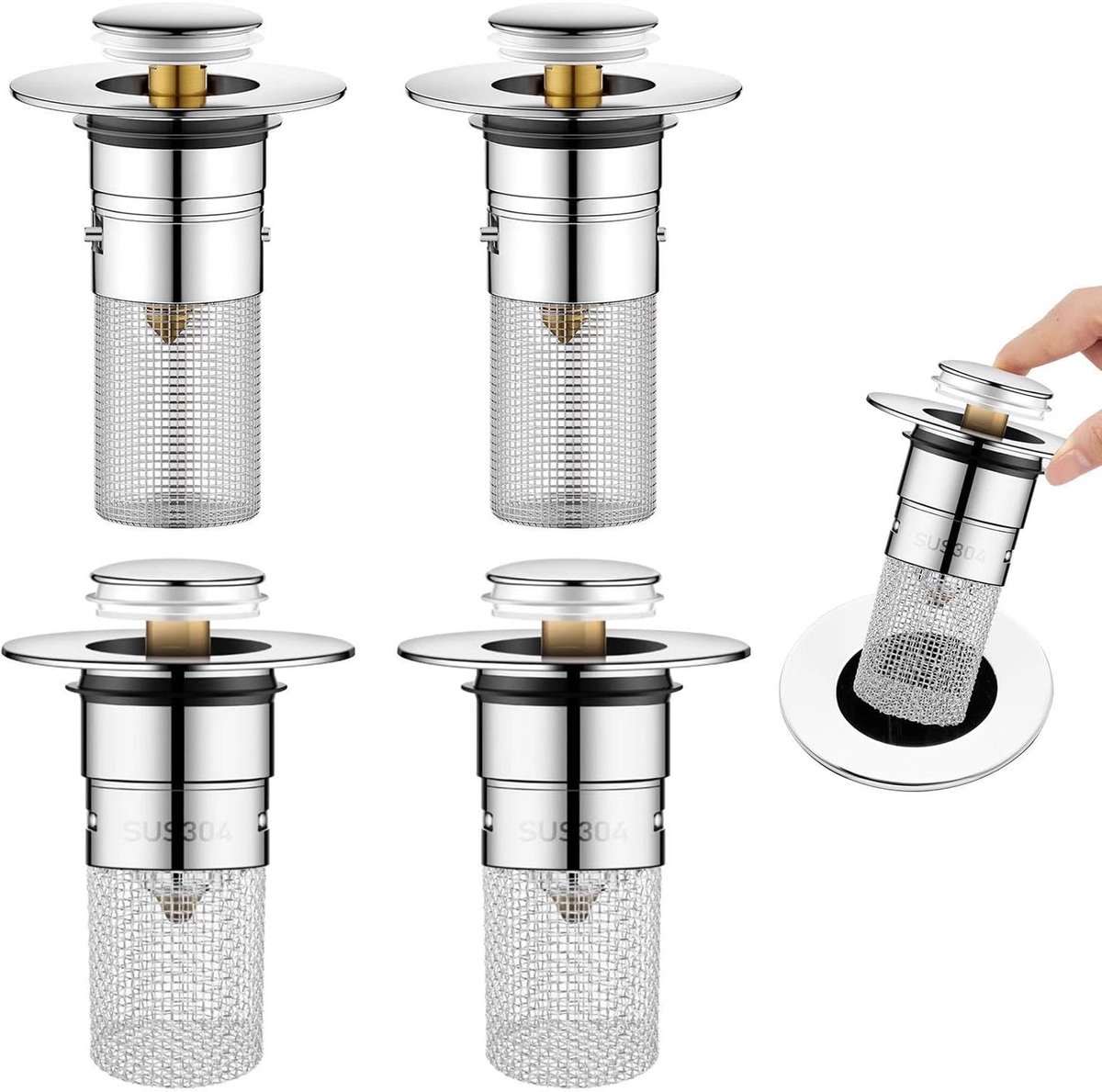 4 Spoelbak Lekstoppen, Baffle Filter Spoelstoppen, Deodorant Drainage Filters, Geschikt Voor Keukens, Badkamers En Wastafels.