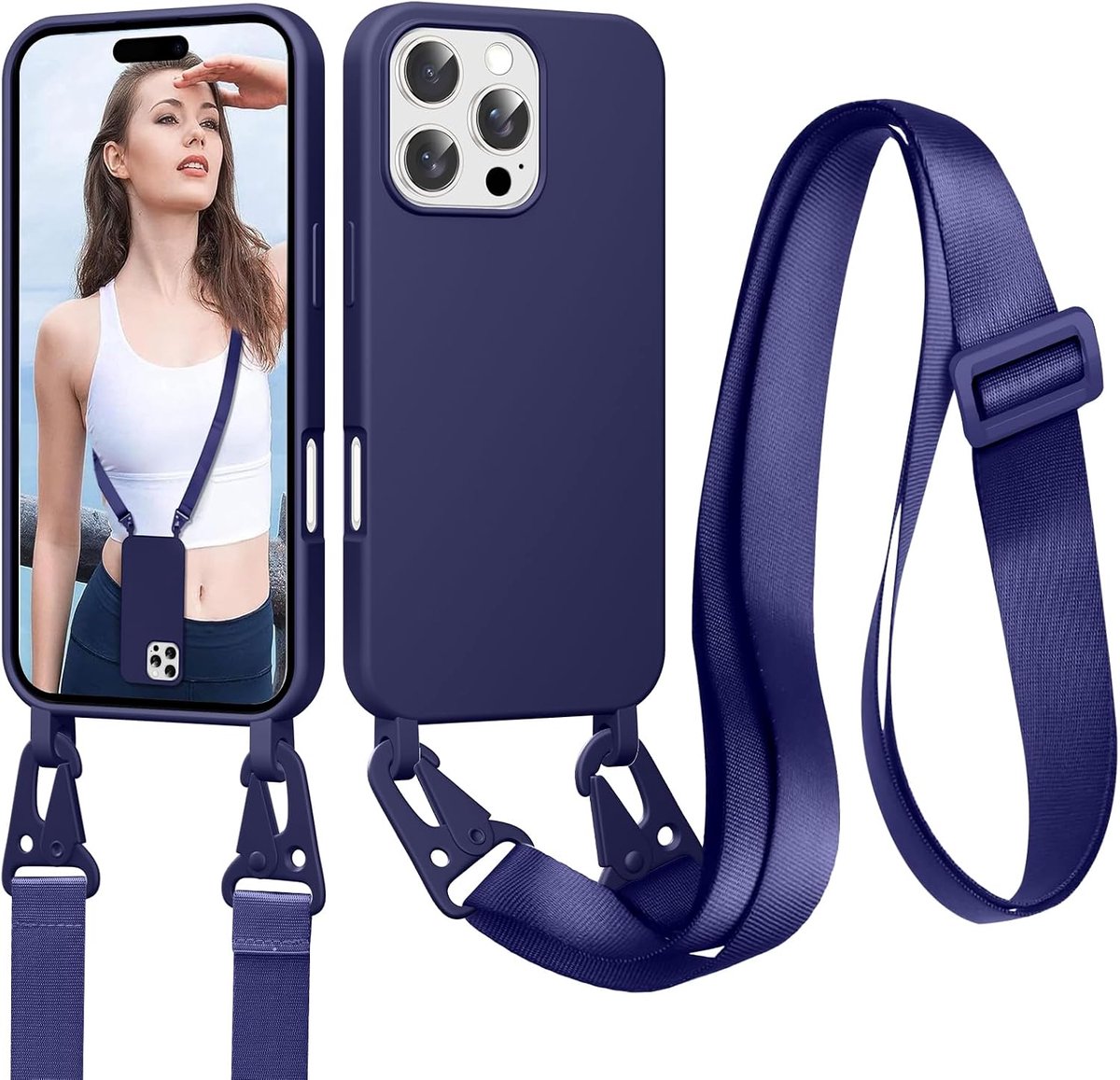 Compatibel met iPhone 16 Pro, donkerblauw