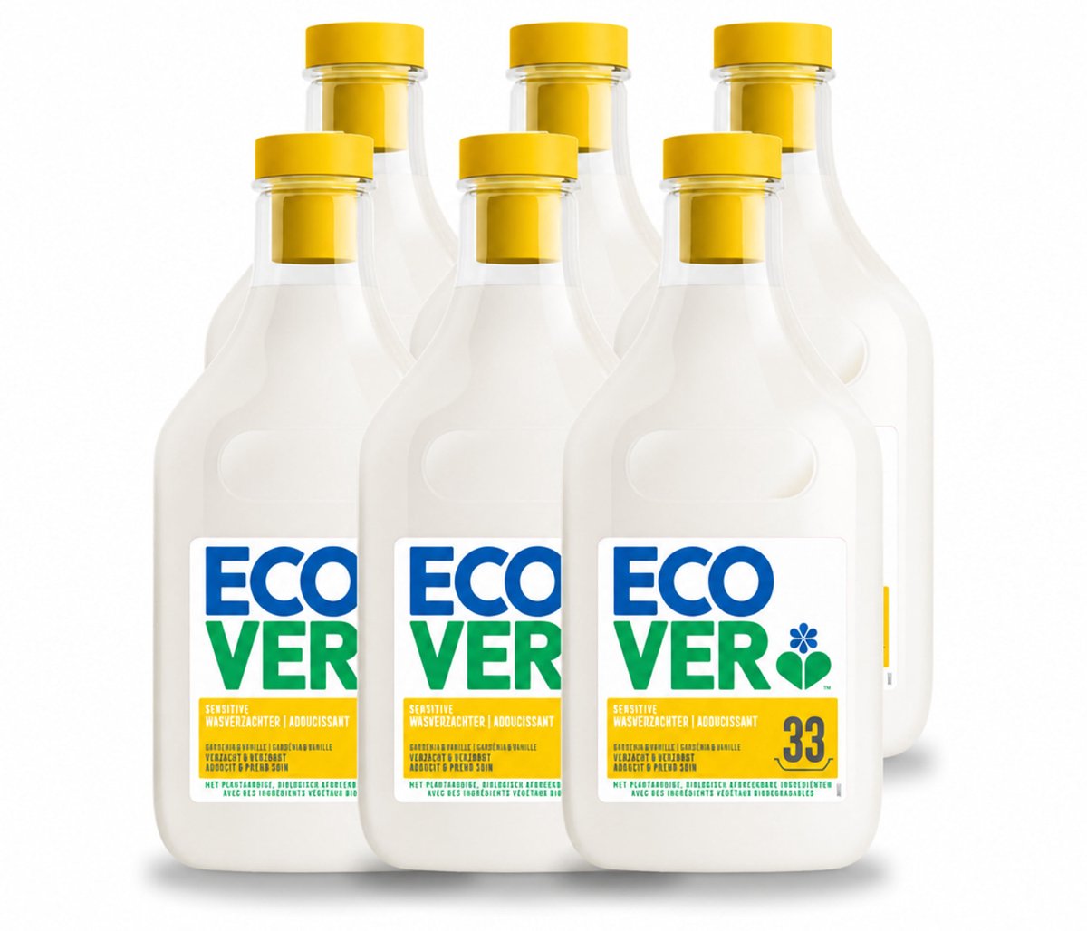 6 x Ecover - Wasverzachter - Gardenia - 1 liter - 33 wasbeurten - Voordeelverpakking - 6 stuks