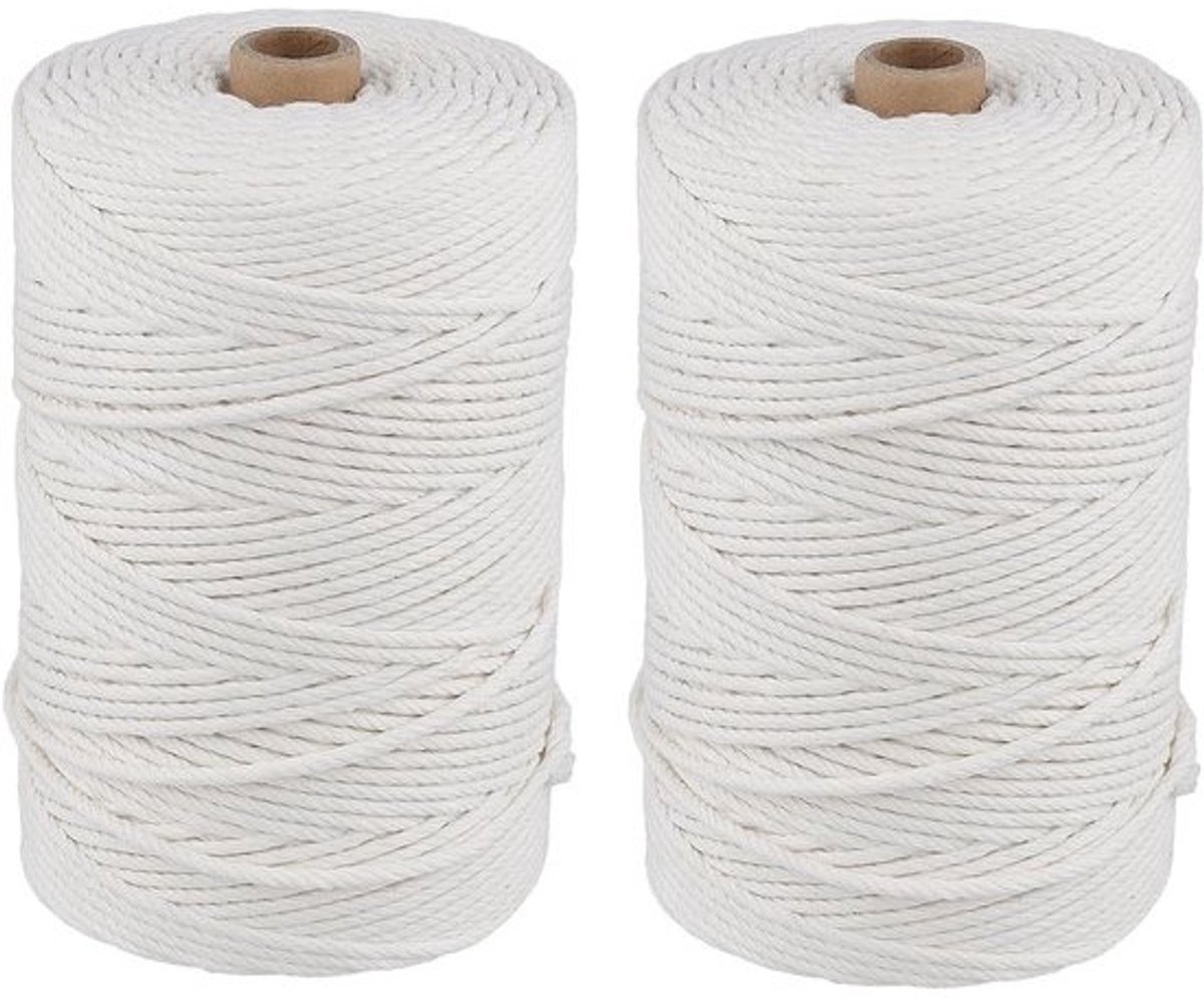 Macramé touw 3 mm dikte, 200 m per rol - geschikt voor wanddecoraties, plantenhangers en DIY-creaties - perfect voor thuisdecoratie en cadeaus