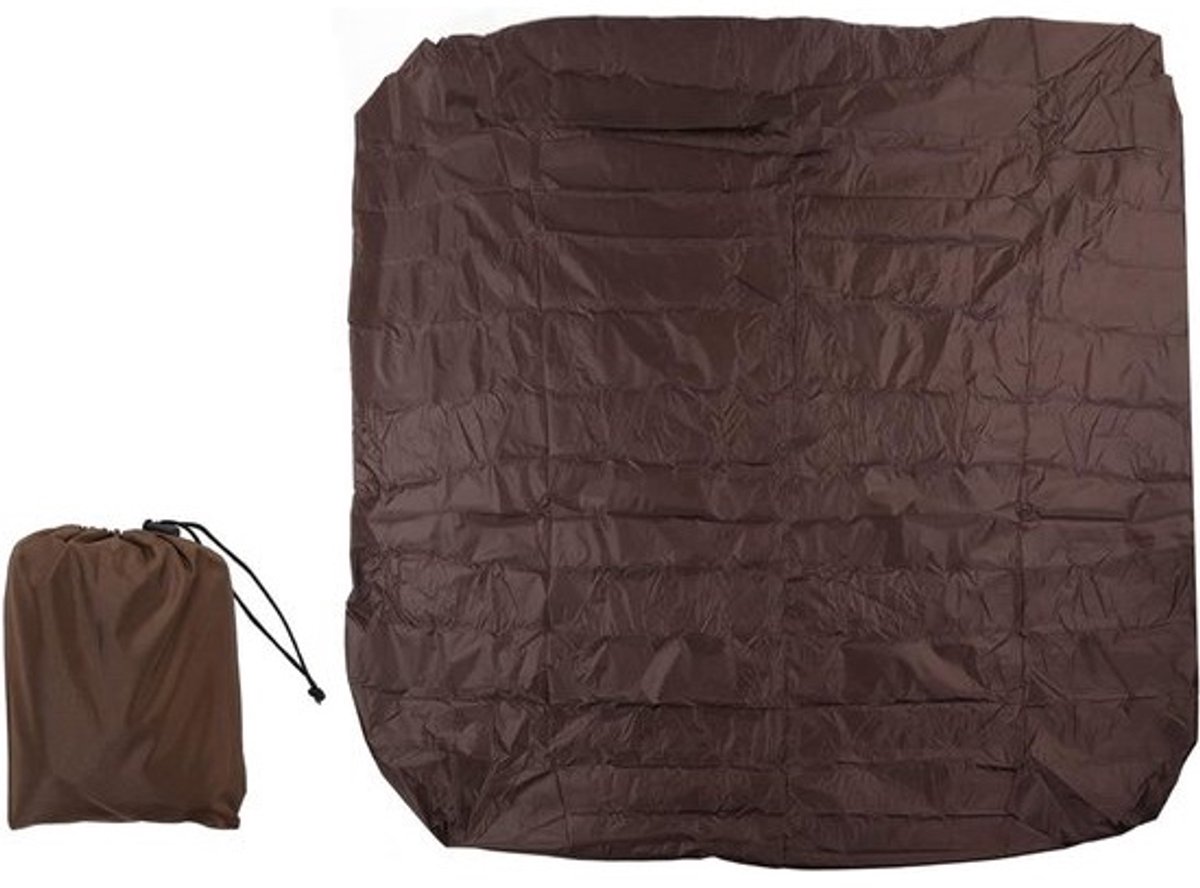 Buitenzwembad- en badkuipbescherming 210x210x30cm - Zilverkleurige polyester cover - Bruin